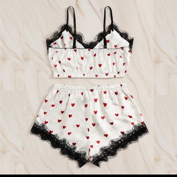 2pc Set- Lace heart lingerie pajama set-Large - Picture 10 of 11